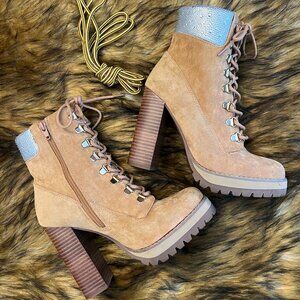 Madden Girl 4 inch platform fancy suede "Work Boots"